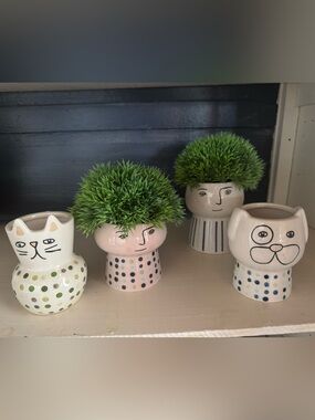 Face People Cat Dog Planter Set from Target